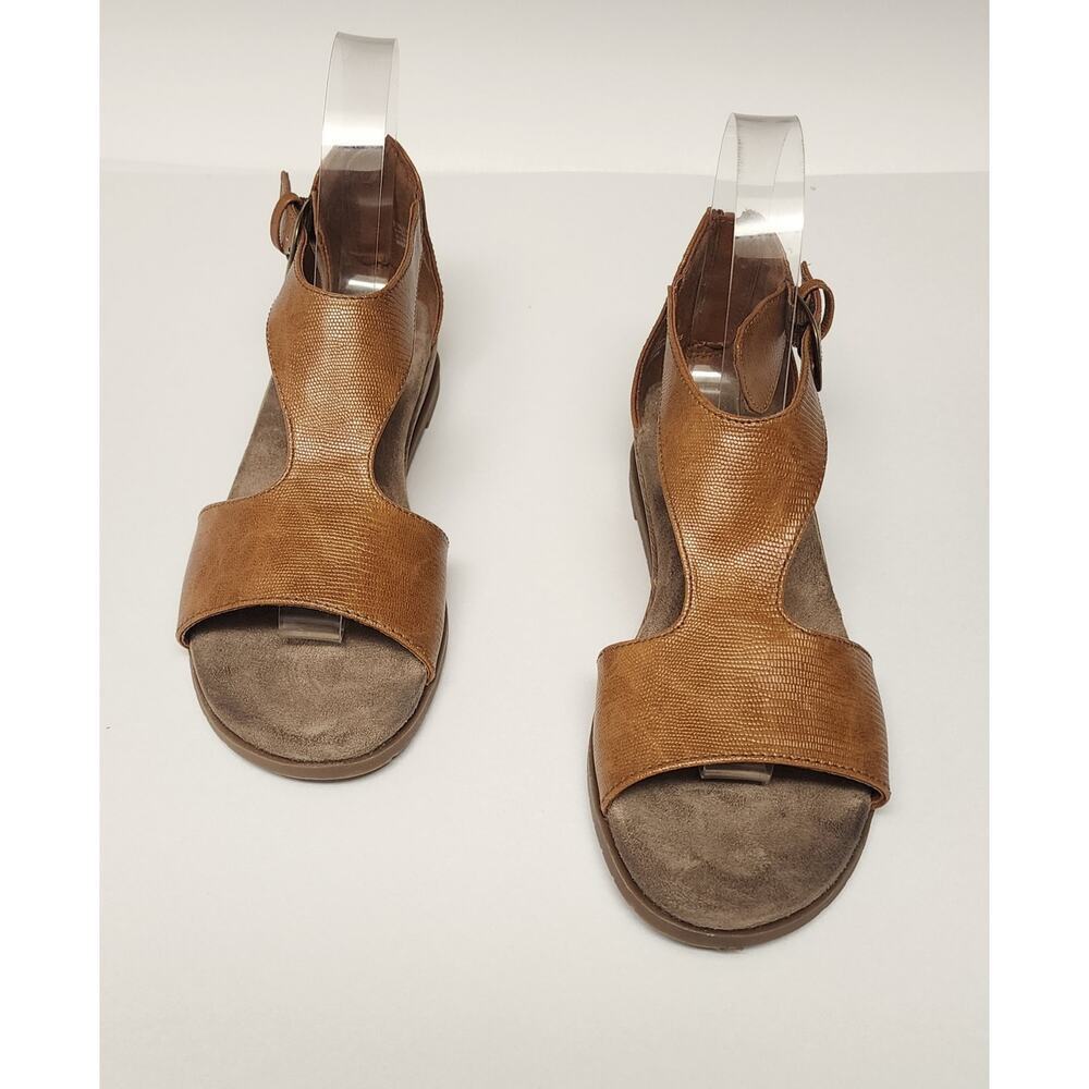 Kim Rogers Finley Faux Leather Brown Low Wedge Sandal Shoes Size 6M - Picture 7 of 13